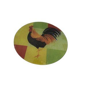 New Cooking Concepts Glass Cutting Board Rooster Round 7.75 in